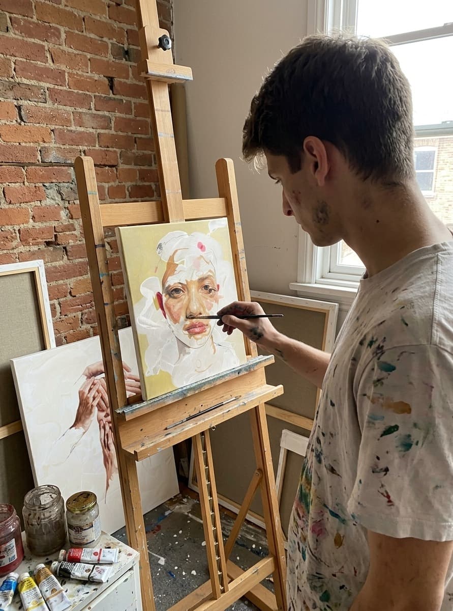 Metz Benedek working in the studio